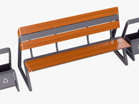 Eco City Bench Інтегровані контейнери M1 3D Модель