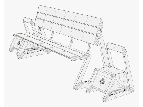 Pattumiere integrate Eco City Bench M1 Modello 3D