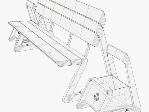 Pattumiere integrate Eco City Bench M1 Modello 3D