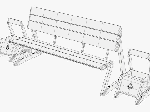 Pattumiere integrate Eco City Bench M1 Modello 3D