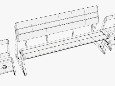 Pattumiere integrate Eco City Bench M1 Modello 3D