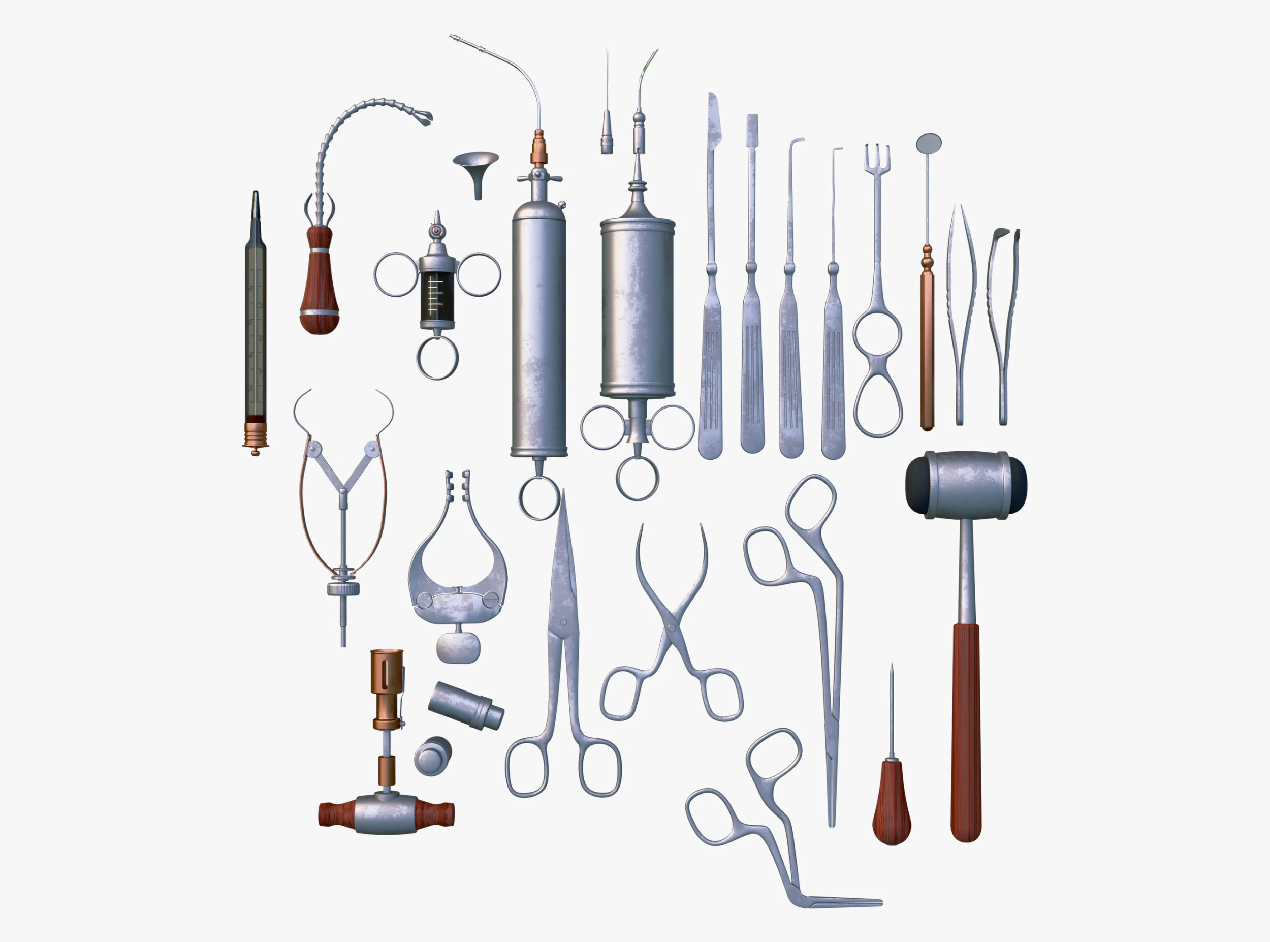 Antique Medical and Surgical Tools M1 3D Model .c4d .max .obj .3ds .fbx .stl .blend 
