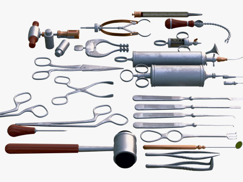 प्राचीन चिकित्सा एवं शल्य चिकित्सा उपकरण एम1 3D मॉडल