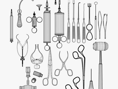 प्राचीन चिकित्सा एवं शल्य चिकित्सा उपकरण एम1 3D मॉडल