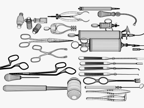 प्राचीन चिकित्सा एवं शल्य चिकित्सा उपकरण एम1 3D मॉडल