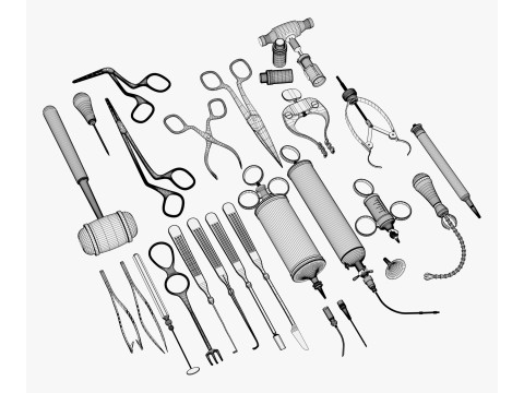 प्राचीन चिकित्सा एवं शल्य चिकित्सा उपकरण एम1 3D मॉडल