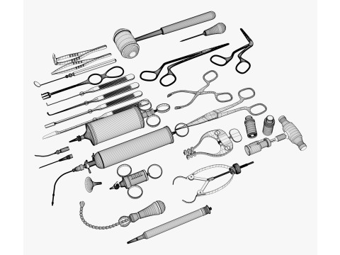 प्राचीन चिकित्सा एवं शल्य चिकित्सा उपकरण एम1 3D मॉडल