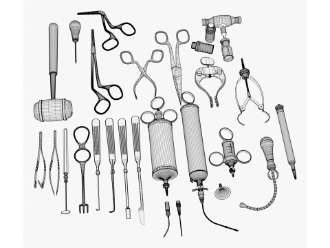 Antique Medical and Surgical Tools M1 3D Model