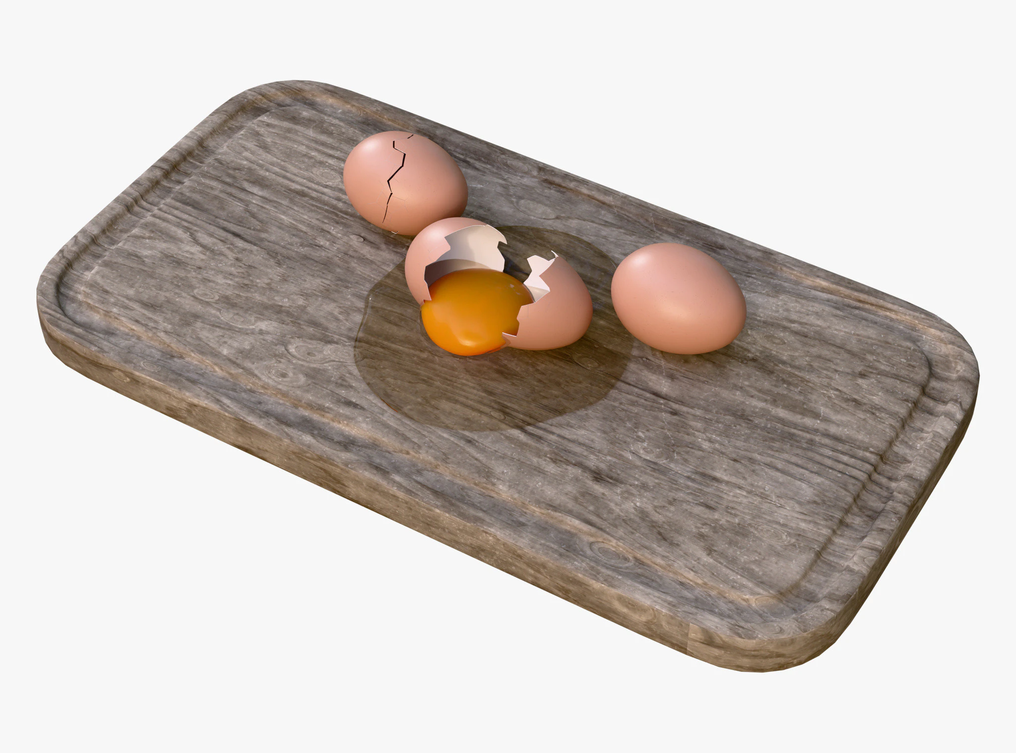 Egg on Cutting Board M1 3D Model .c4d .max .obj .3ds .fbx .stl .blend 