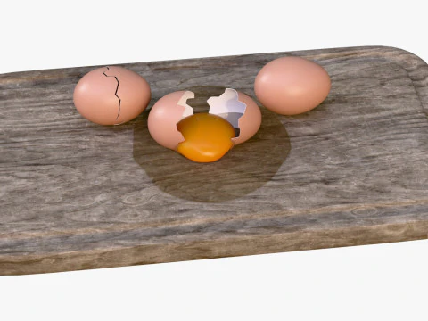 Egg on Cutting Board M1 3D Model