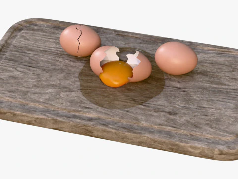 Egg on Cutting Board M1 3D Model