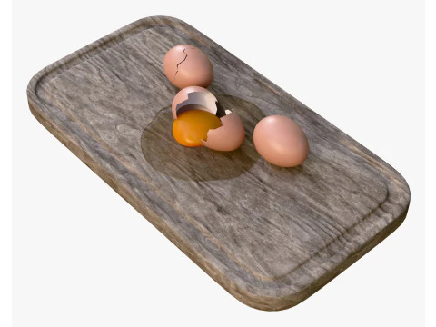 Egg on Cutting Board M1 3D Model