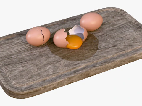 Egg on Cutting Board M1 3D Model