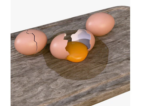 Egg on Cutting Board M1 3D Model
