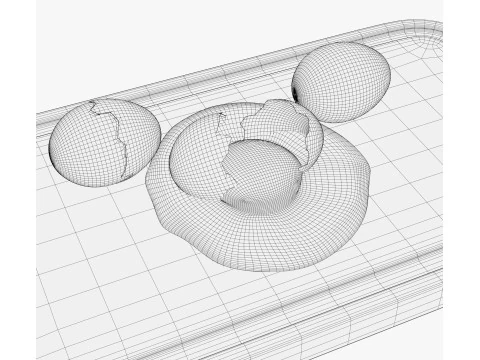 Egg on Cutting Board M1 3D Model