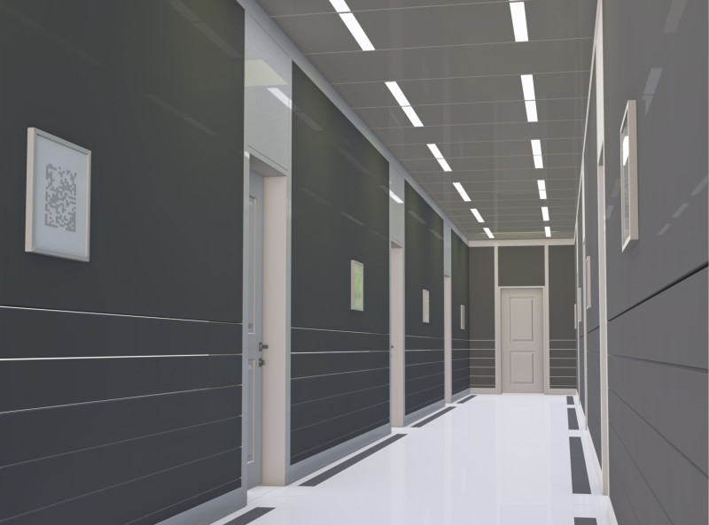 Modular Corporate Hallway M1 3D Model .c4d .max .obj .3ds .fbx .stl .blend 