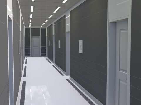 Modular Corporate Hallway M1 3D Model