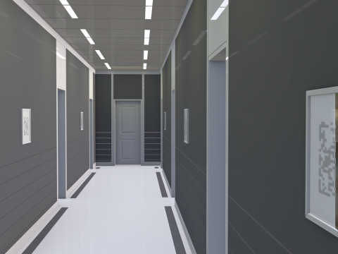 Modular Corporate Hallway M1 3D Model