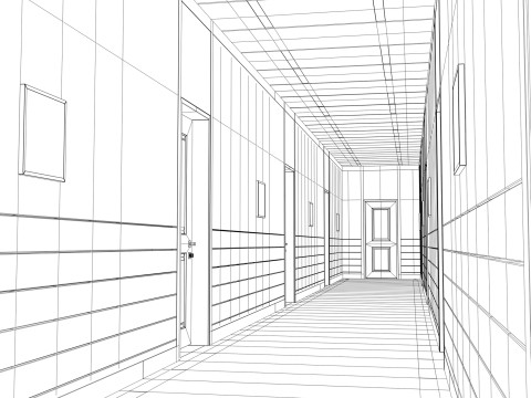 Modular Corporate Hallway M1 3D Model