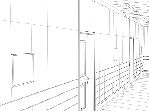 Modular Corporate Hallway M1 3D Model
