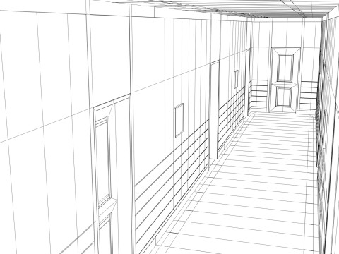Modular Corporate Hallway M1 3D Model
