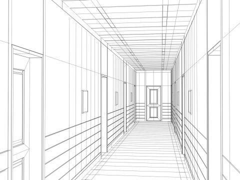 Modular Corporate Hallway M1 3D Model