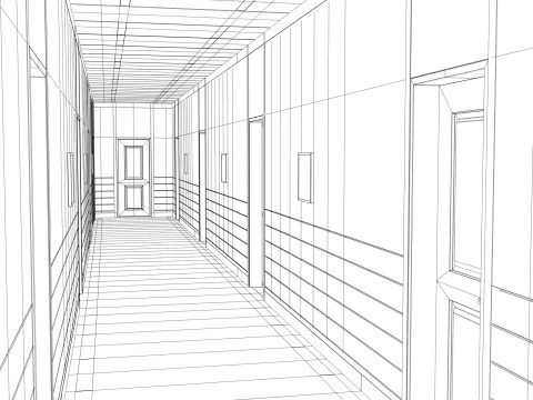 Modular Corporate Hallway M1 3D Model