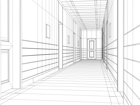 Modular Corporate Hallway M1 3D Model