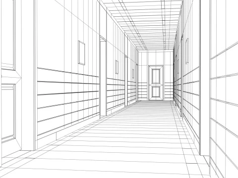 Modular Corporate Hallway M1 3D Model