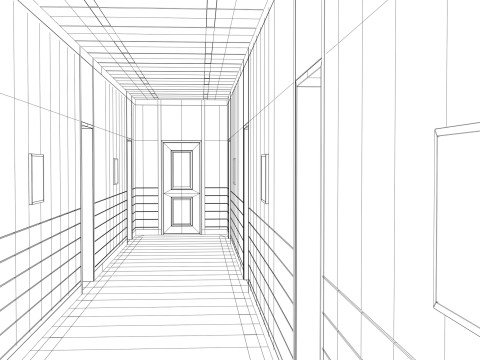 Modular Corporate Hallway M1 3D Model