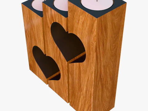 Wooden Heart Candle Holder M1 3D Model