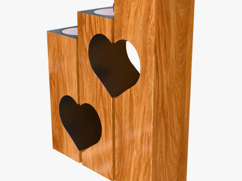 Wooden Heart Candle Holder M1 3D Model
