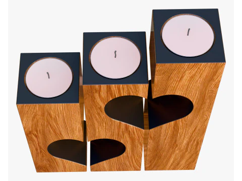 Wooden Heart Candle Holder M1 3D Model