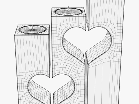 Wooden Heart Candle Holder M1 3D Model