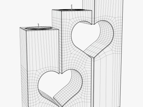 나무 하트 캔들 홀더 M1 3D 모델