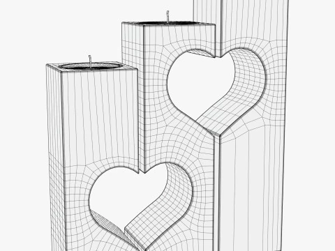 Wooden Heart Candle Holder M1 3D Model