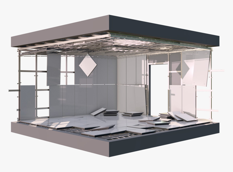 Заброшенный модульный стенд М1 3D Модель .c4d .max .obj .3ds .fbx .stl .blend 