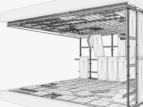 Abandoned Modular Booth M1 3D Model
