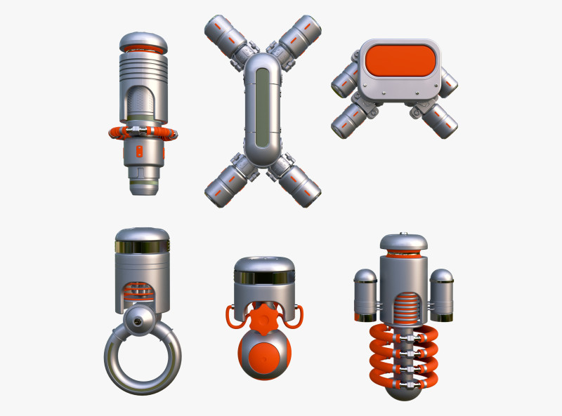 SciFi टेक मॉड्यूल सेट M1 3D मॉडल .c4d .max .obj .3ds .fbx .stl .blend 