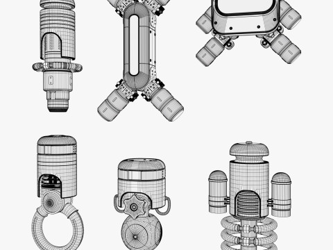 SciFi टेक मॉड्यूल सेट M1 3D मॉडल