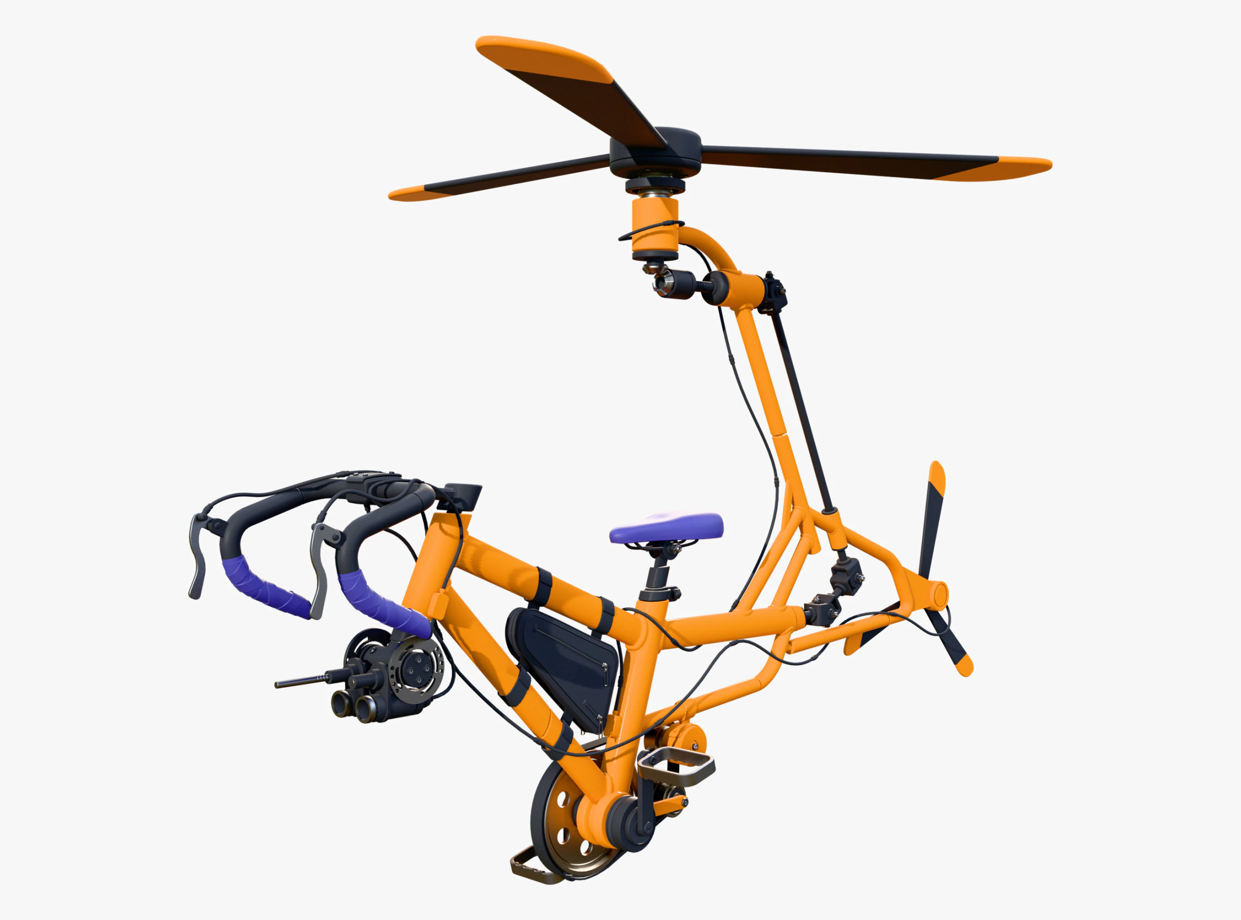 Pedal Powered Gyrocopter M1 3D Model .c4d .max .obj .3ds .fbx .stl .blend 