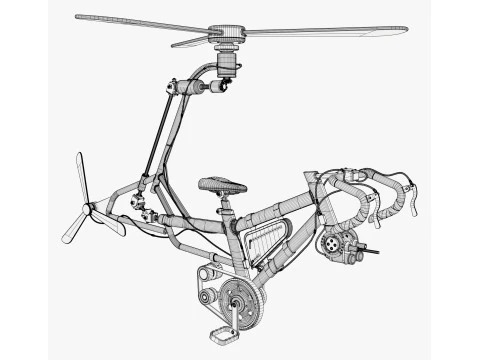 Pedal Powered Gyrocopter M1 3D Model