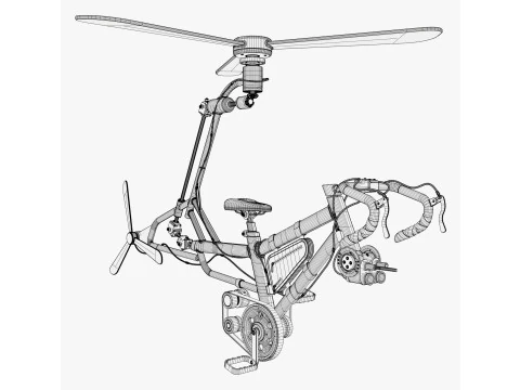 Pedal Powered Gyrocopter M1 3D Model