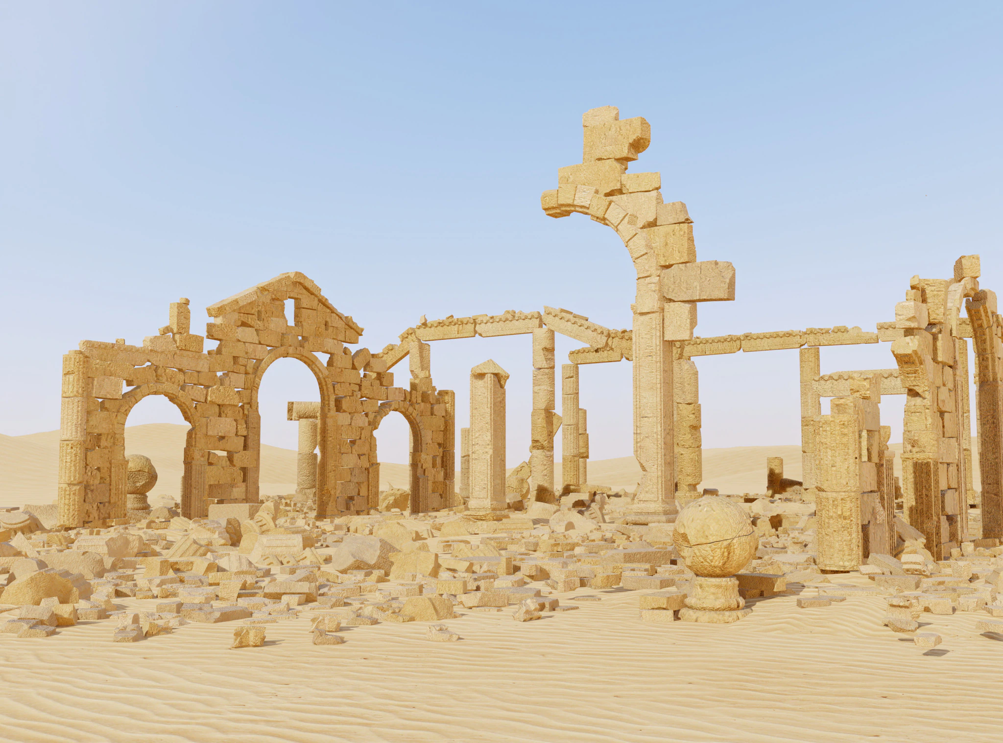 Ancient Desert Ruins M1 3D Model .c4d .max .obj .3ds .fbx .stl .blend 