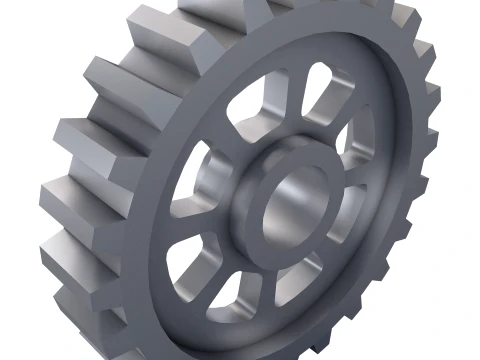 Gear Spur D300mm T62mm M1 Low Poly 3D Model