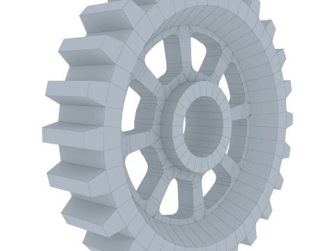 Gear Spur D300mm T62mm M1 Low Poly 3D Model