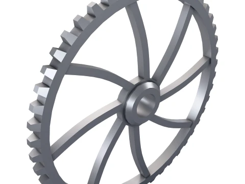 Gear Spur D568mm T52mm M1 Low Poly 3D Model