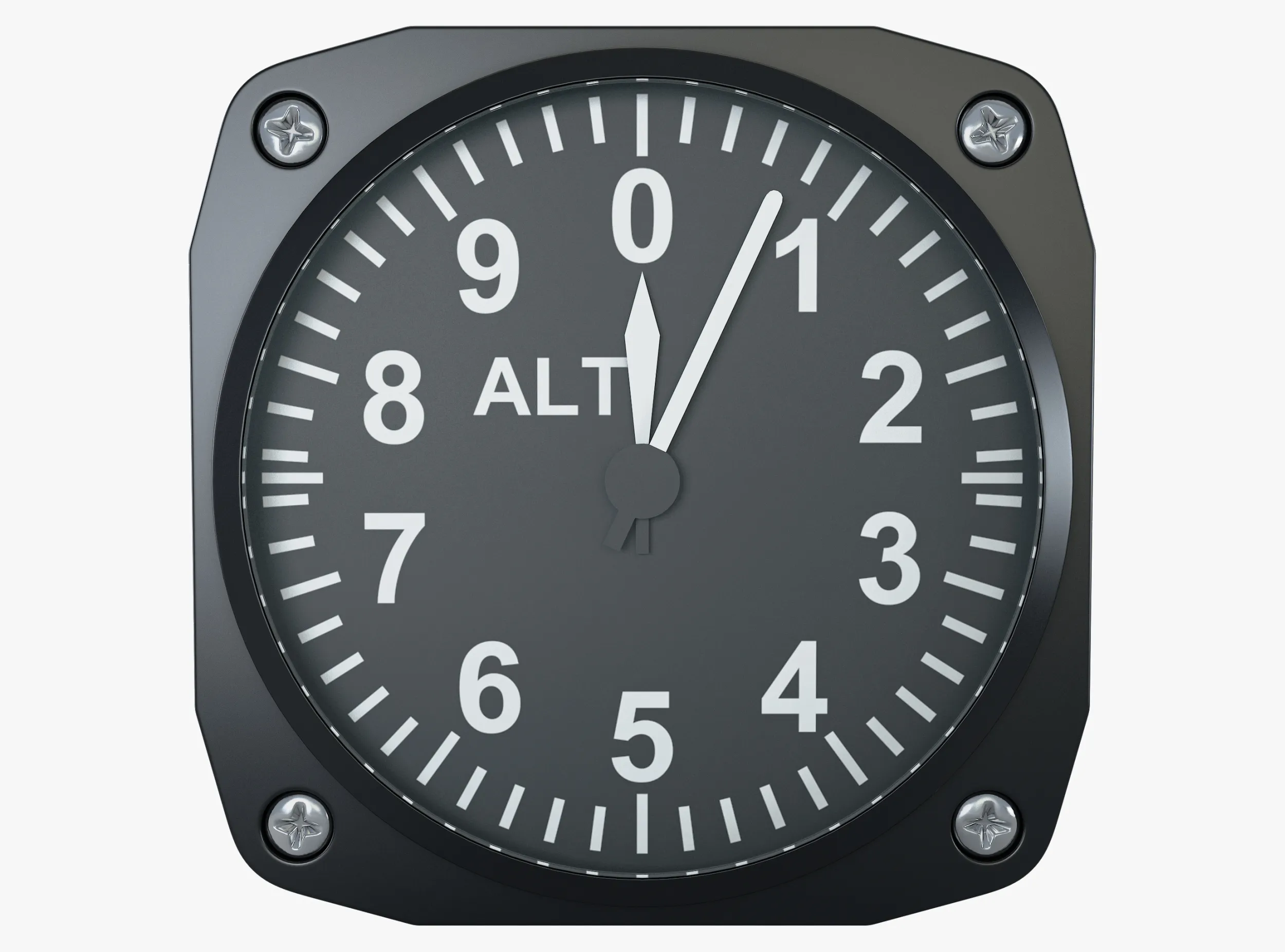 Aircraft Altimeter Gauge M1 3D Model .c4d .max .obj .3ds .fbx .stl .blend