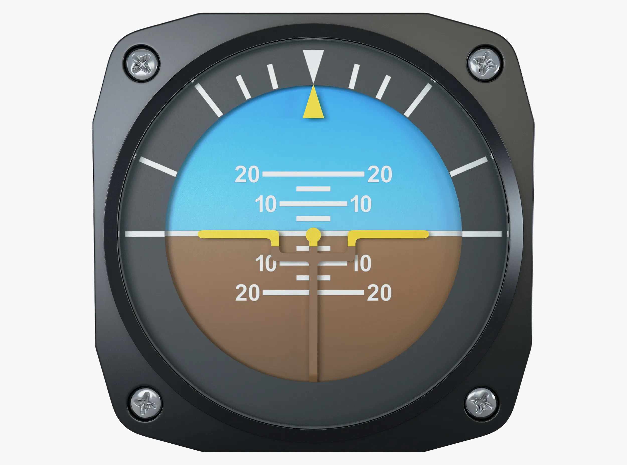 Aircraft Attitude Indicator Gauge M1 3D Model .c4d .max .obj .3ds .fbx .stl .blend 