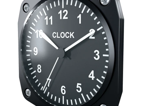 Aircraft Cockpit Clock M1 3D Model